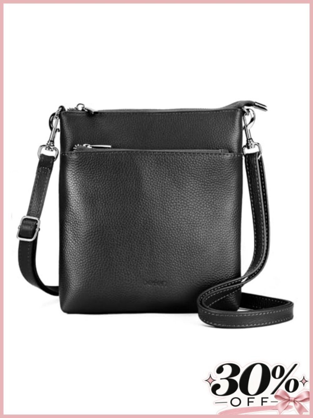Genuine Full Grain Leather Crossbody Bag Lightweight Adjustable Strap